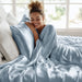 Satin - 6 Piece Queen Luxury Sheet Set - Blue - Simple Home Plus