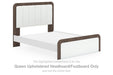 Kendanport - Queen Upholstered Headboard/Footboard - Brown / White - Simple Home Plus