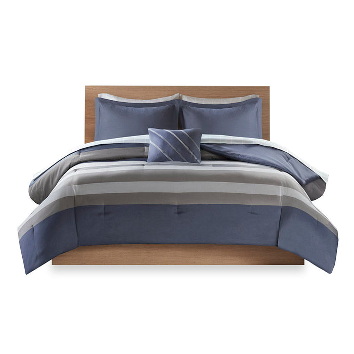 Marsden - Twin Long Complete Bed Set Including Sheets - Blue / Gray - Simple Home Plus