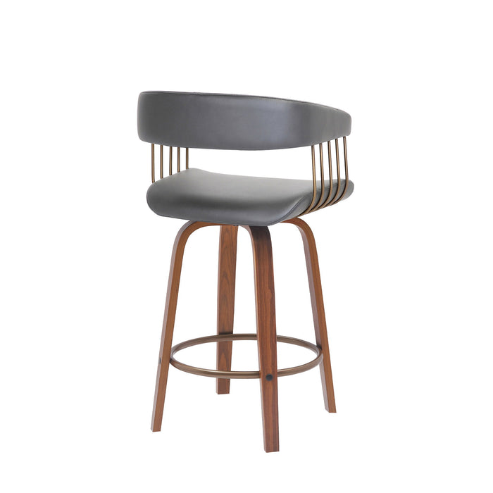 Topanga - Swivel Walnut Wood Stool - Simple Home Plus