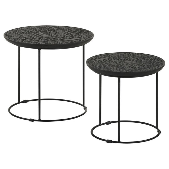 Loannis - 2 Piece Round Mango Wood Nesting Table - Matte Black - Simple Home Plus