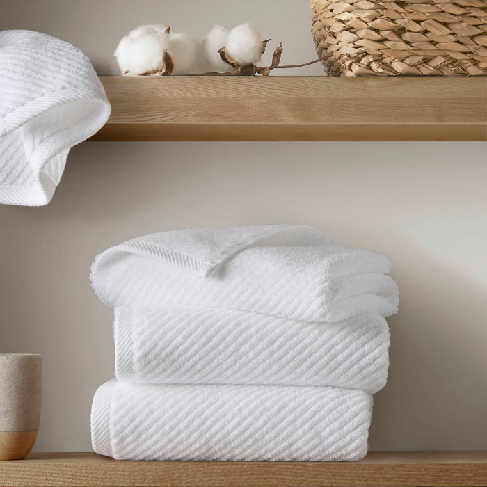 Diagonal Ribbed - 4 Piece Hand Towels Set - White - Simple Home Plus