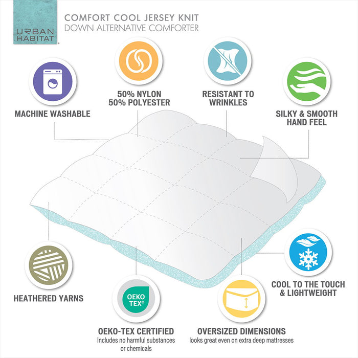 Comfort Cool Jersey Knit - Oversized Down Alternative Comforter - Black