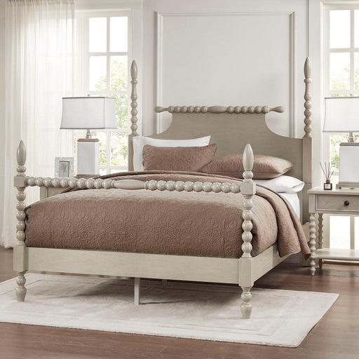 Beckett - Queen Turned Spindle Bed - Antique Cream - Simple Home Plus