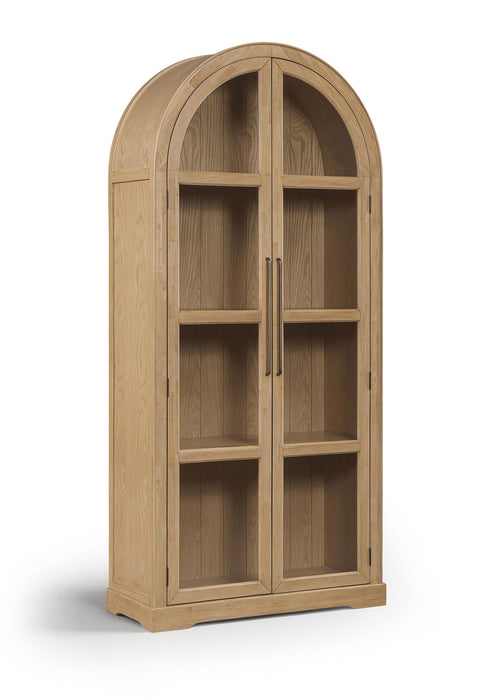 Corva - Solid Wood, Oak Veneer And Stainless Steel Storage Cabinet - Simple Home Plus