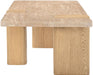 Ravenna - Genuine Fabric Travertine And Oak Wood Table - Simple Home Plus
