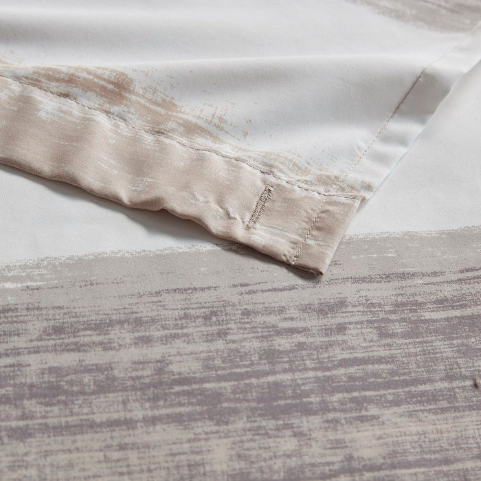 Saben - Stripe Print Shower Curtain - Taupe / Black - Simple Home Plus