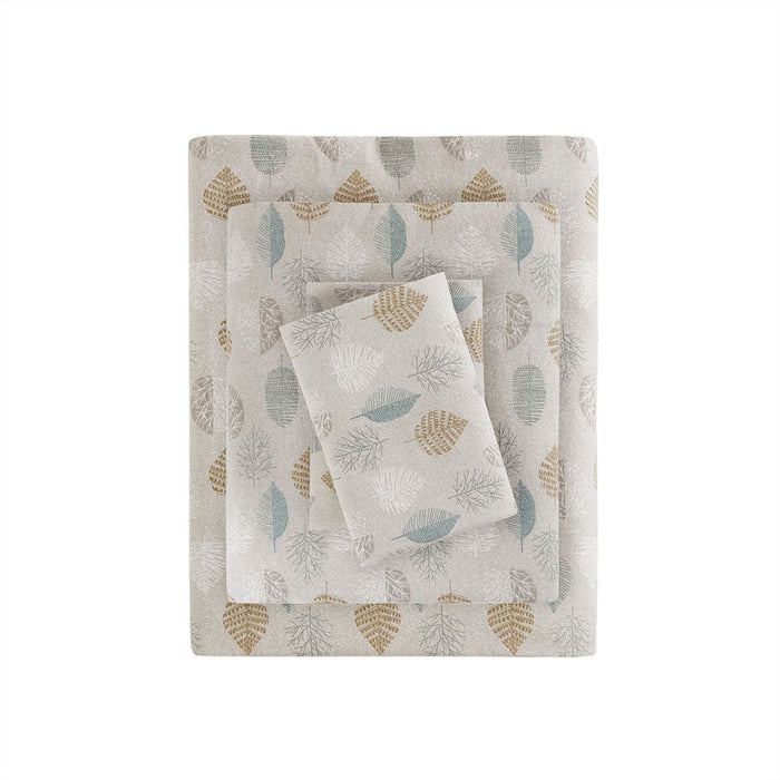 Cozy Flannel - Queen Printed Sheet Set - Multi Leaves