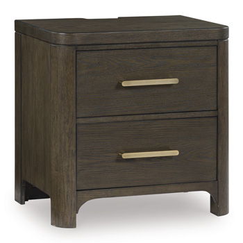 Radkin - Two Drawer Night Stand - Burnished Brown - Simple Home Plus