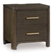 Radkin - Two Drawer Night Stand - Burnished Brown - Simple Home Plus