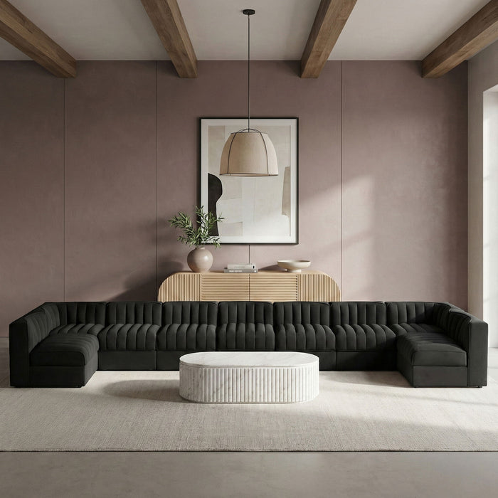Rummi - Armless Velvet Performance Fabric Upholstered 9 Piece Modular Sectional - Simple Home Plus
