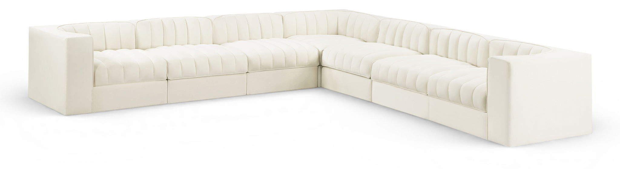 Rummi - Symmetrical Velvet Performance Fabric Upholstered 7 Piece Modular Sectional (With 3 Corner Chairs) - Simple Home Plus