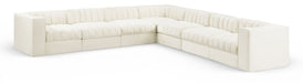 Rummi - Symmetrical Velvet Performance Fabric Upholstered 7 Piece Modular Sectional (With 3 Corner Chairs) - Simple Home Plus