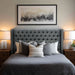 Amelia - Upholstered Wingback Headboard With Button Tufting & Nailhead Trim Woven - Dark Gray - Simple Home Plus
