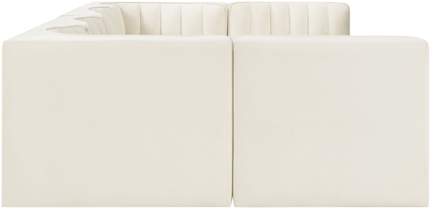 Rummi - Armless Velvet Performance Fabric Upholstered 6 Piece Modular Sectional - Simple Home Plus