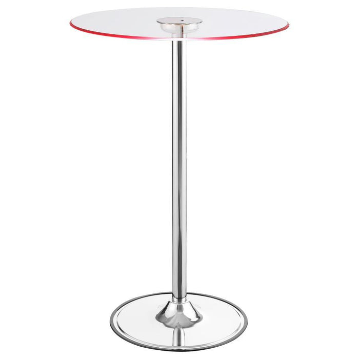 Thea - Round Glass Top LED Bistro Bar Table - Chrome - Simple Home Plus