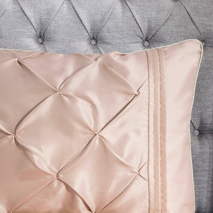 Laurel - Queen 7 Piece Tufted Comforter Set - Blush - Simple Home Plus