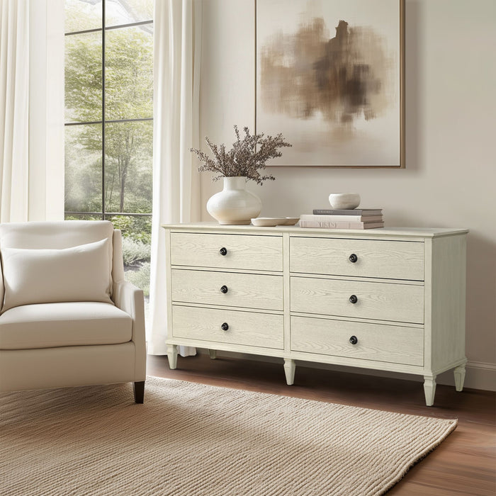 Victoria - 6-Drawer Dresser (70") - Antique Cream - Simple Home Plus