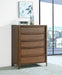 Maderia - 5-Drawer Chest Of Drawers - Walnut - Simple Home Plus