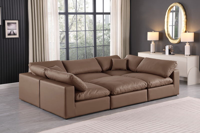 Comfy - 6 Piece Faux Leather Sectional