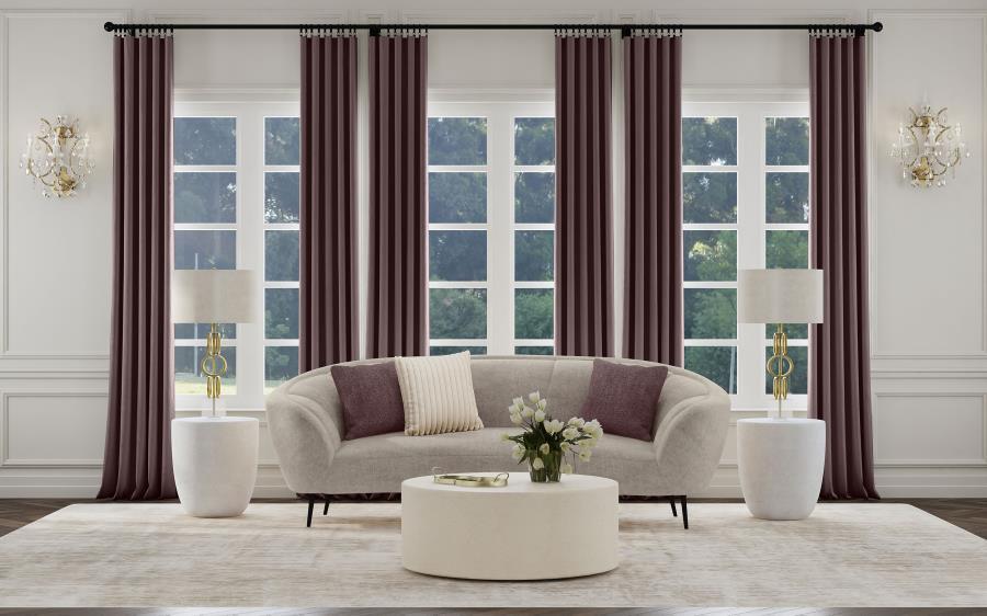 Ellorie - Upholstered Channel Back Curved Sofa - Beige - Simple Home Plus