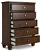 Danabrin - Brown - Five Drawer Chest - Simple Home Plus