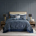 Aubrey - 5 Piece Jacquard Bedspread Set With Throw Pillows - Navy - Simple Home Plus