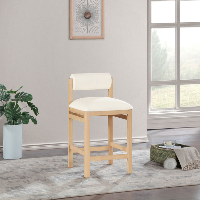 Roundhill - Faux Leather Counter Stool - Natural Frame - Simple Home Plus