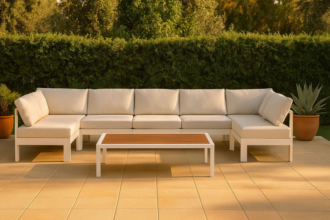 Nizuc - Outdoor Patio 7 Piece Modular Sectional With White Frame - Simple Home Plus