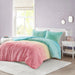Primrose - Ombre Shaggy Faux Fur Twin Comforter Set - Aqua Multi - Simple Home Plus