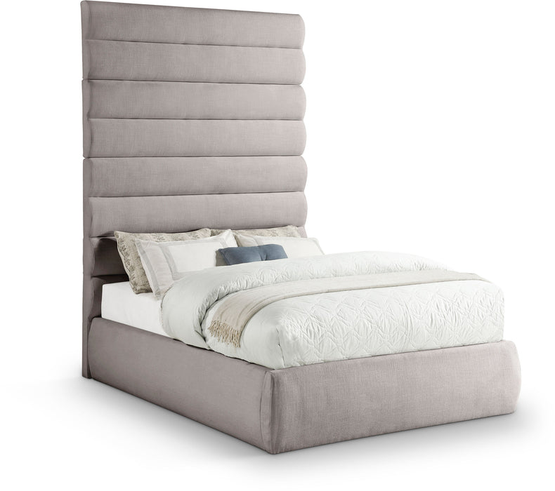 Adam - Linen Fabric Bed With 89" Headboard - Simple Home Plus