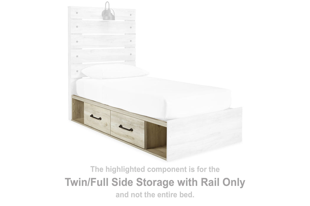 Cambeck - T/F Side Storage w/Rail - Whitewash - Simple Home Plus