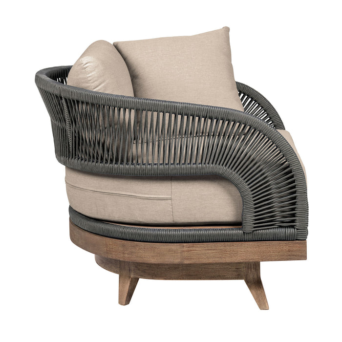Orbit - Swivel Outdoor Patio Chair - Weathered Eucalyptus / Taupe - Simple Home Plus
