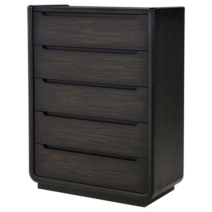 Leandro - 5-Drawer Bedroom Chest Of Drawers - Burnished Black - Simple Home Plus