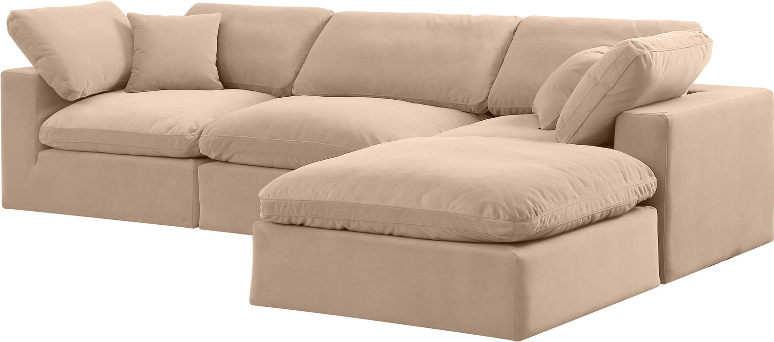 Comfy - 4 Piece Velvet Modular Sectional With Chaise - Simple Home Plus
