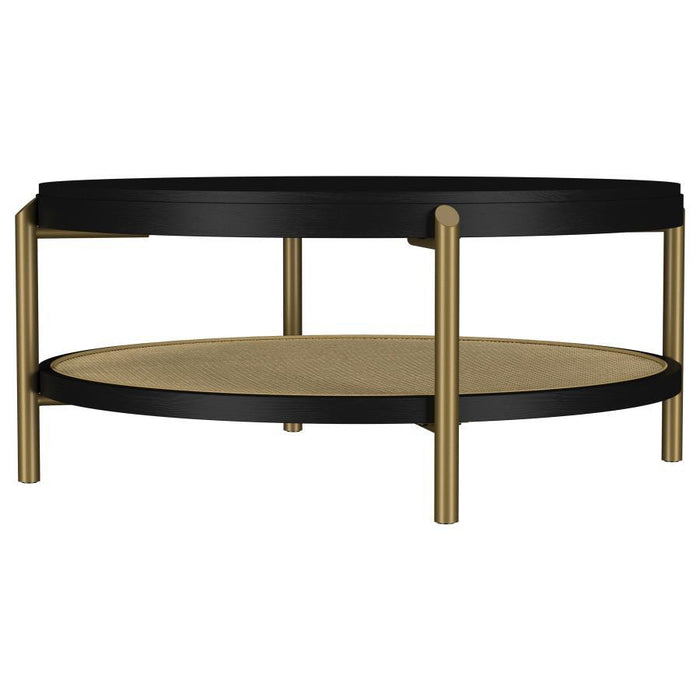 Arini - Round Coffee Table With Storage Shelf - Simple Home Plus