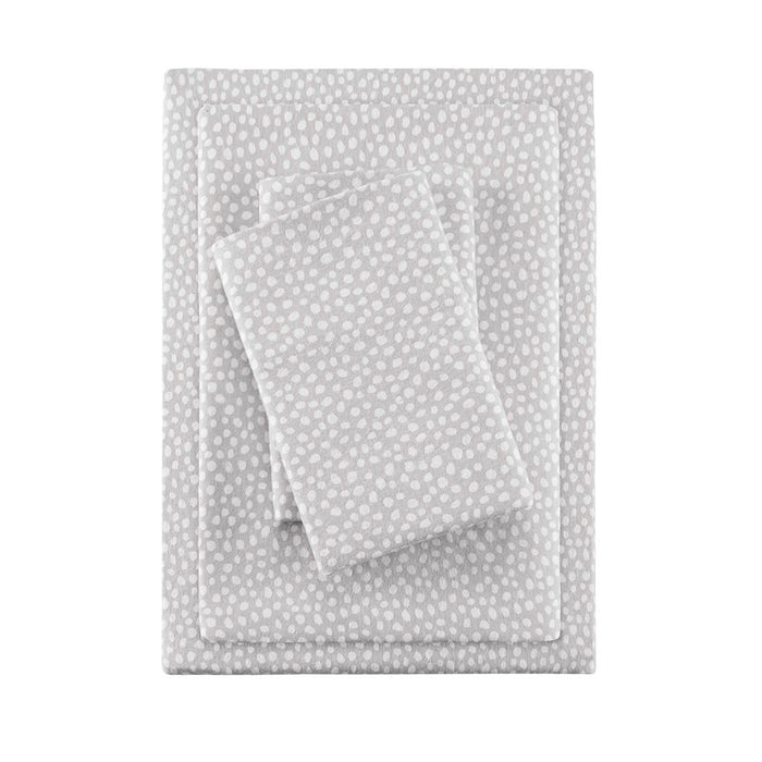 Cozy Flannel - Queen Printed Sheet Set - Gray Dots