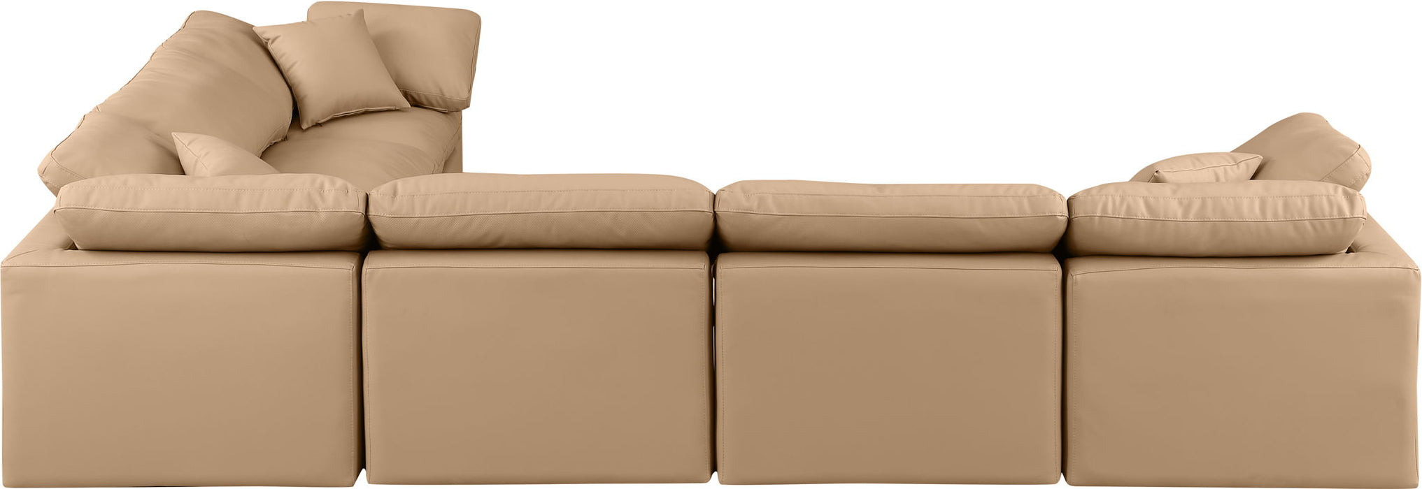 Indulge - Faux Leather 6 Piece Modular Corner Sectional - Tan - Simple Home Plus