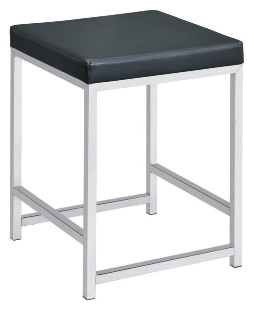 Afshan - Upholstered Square Padded Vanity Stool - Chrome - Simple Home Plus
