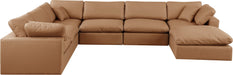 Comfy - 7 Piece Faux Leather Modular Sectional With Chaise - Simple Home Plus