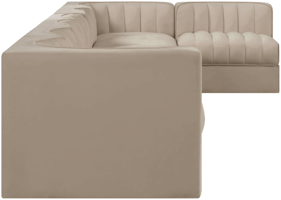 Rummi - Velvet Performance Fabric Upholstered 7 Piece Modular Sectional, L-Shaped (Right) - Simple Home Plus