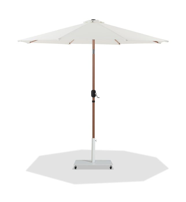 Fiji - Aluminum Patio Umbrella With Square White And Teak Base - Simple Home Plus