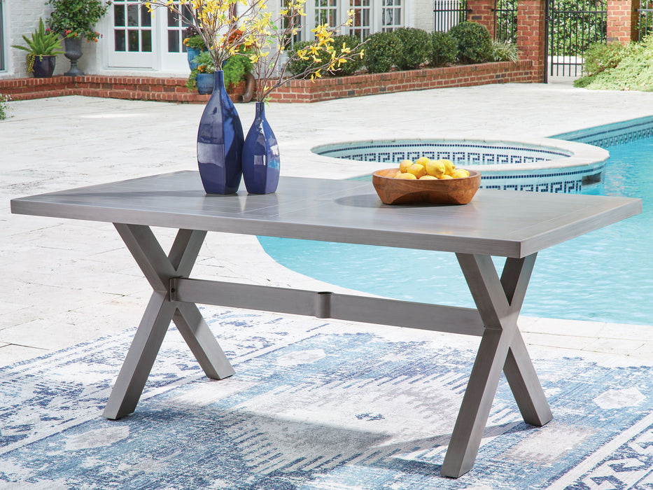 Half Moon Beach - Rectangular Dining Table With Umbrella Option - Gray - Simple Home Plus