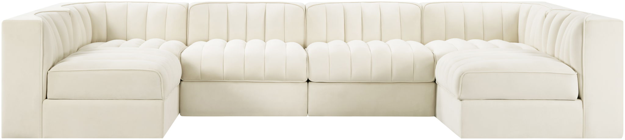 Rummi - Armless Velvet Performance Fabric Upholstered 6 Piece Modular Sectional - Simple Home Plus