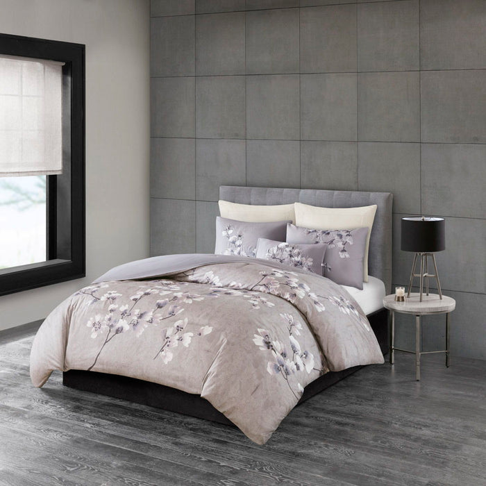 Sakura Blossom - 3 Piece Sateen Printed Comforter Set - Lilac - Simple Home Plus