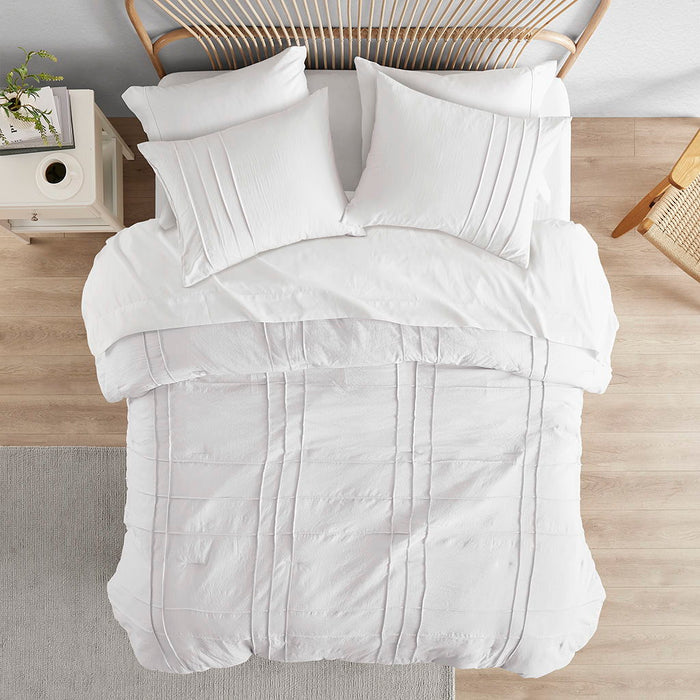 Porter - Twin/Twin Long Soft Washed Pleated Duvet Cover Set - White - Simple Home Plus
