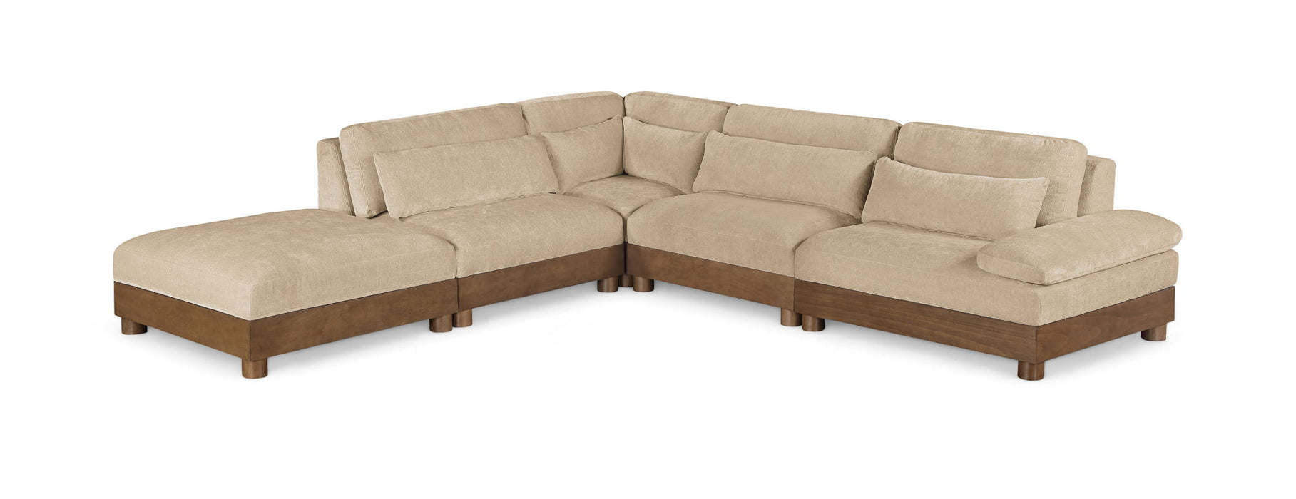 Turin - Chenille Fabric Upholstered Modular Sectional - Beige - Simple Home Plus