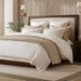 Linen Blend - King/California King Duvet Cover Set - White/Gold - Simple Home Plus