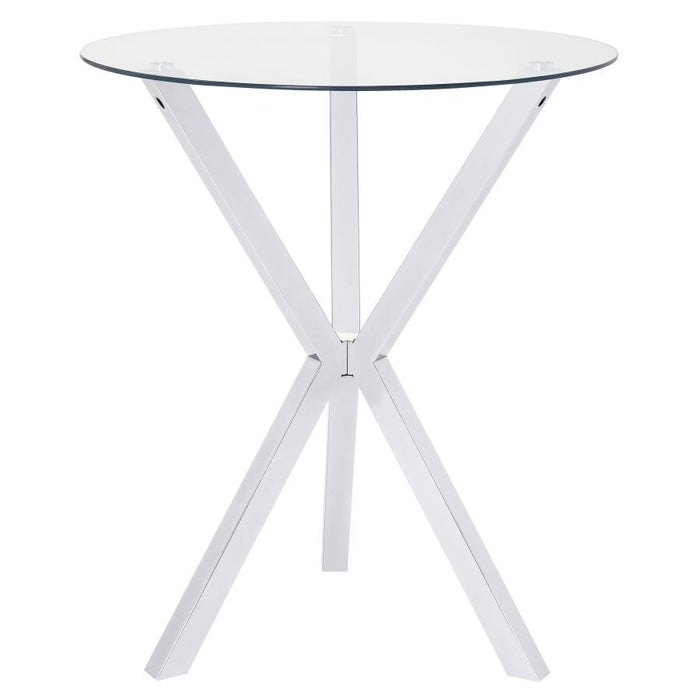 Denali - Round Glass Top Bistro Bar Table - Chrome - Simple Home Plus