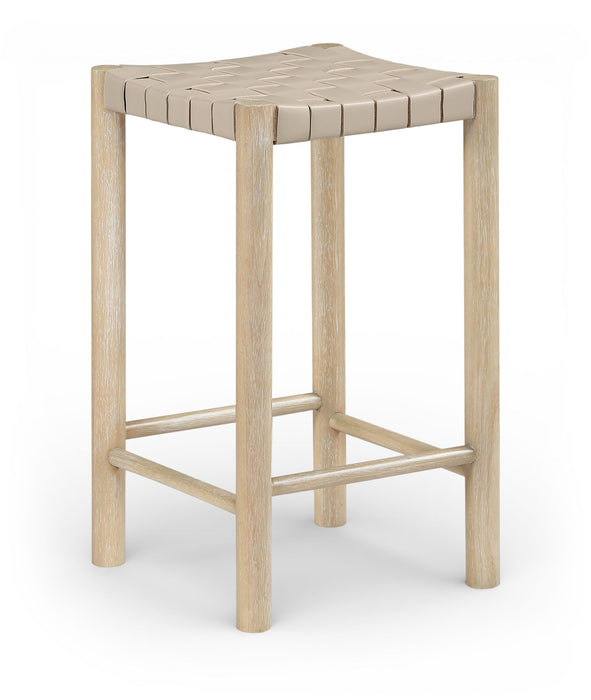 Entwine - Vegan Leather Upholstered Backless Counter Stool - Painted Natural - Simple Home Plus